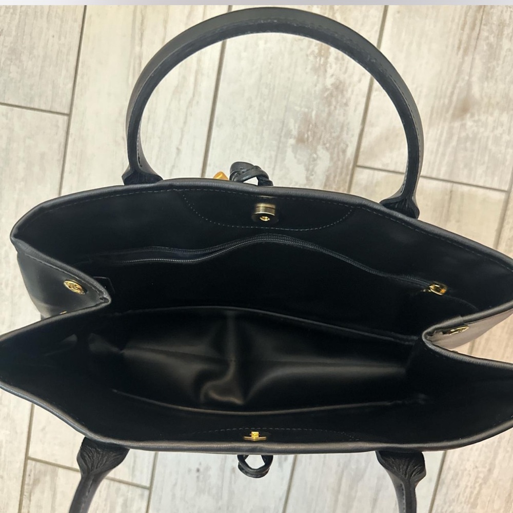 Longchamp Black Leather Tote Bag